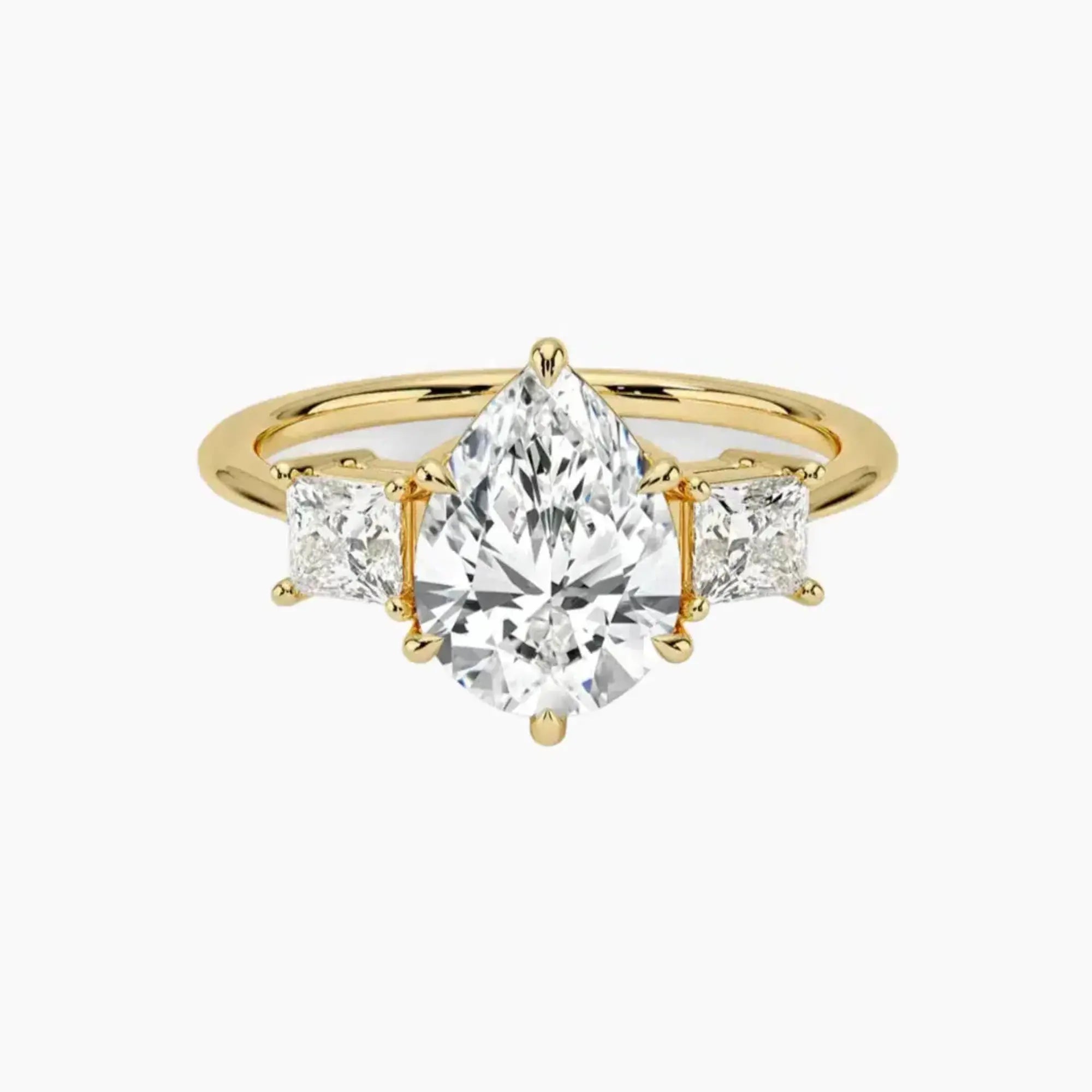 Vespera Pear Three Stone Diamond Ring Setting in 18K Rose Gold