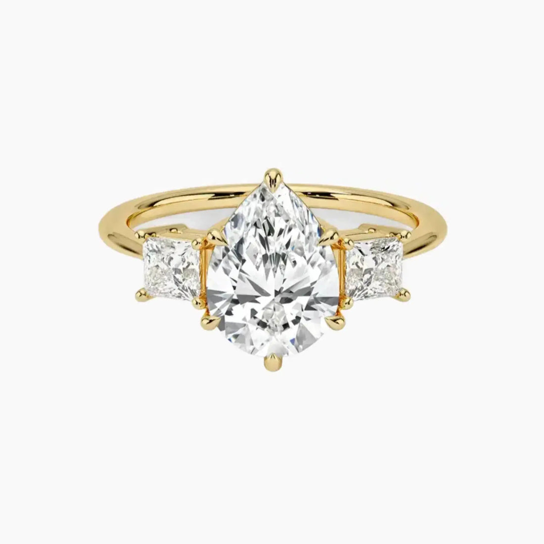 Vespera Pear Three Stone 1.5 Carat Lab Grown Diamond Engagement Ring in 14K White Gold
