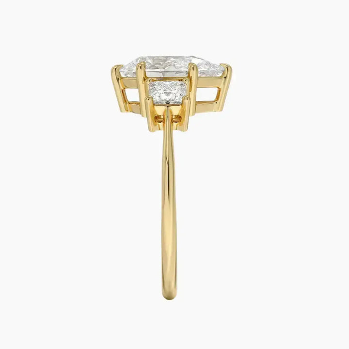 Vespera Pear Three Stone 3 Carat Lab Grown Diamond Engagement Ring in 18K Rose Gold