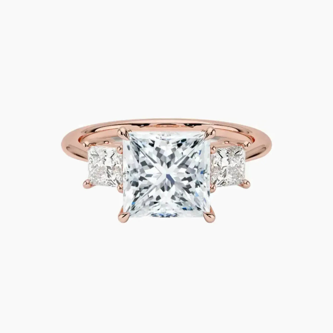 Vespera Princess Three Stone 3 Carat Lab Grown Diamond Engagement Ring in 14K Rose Gold