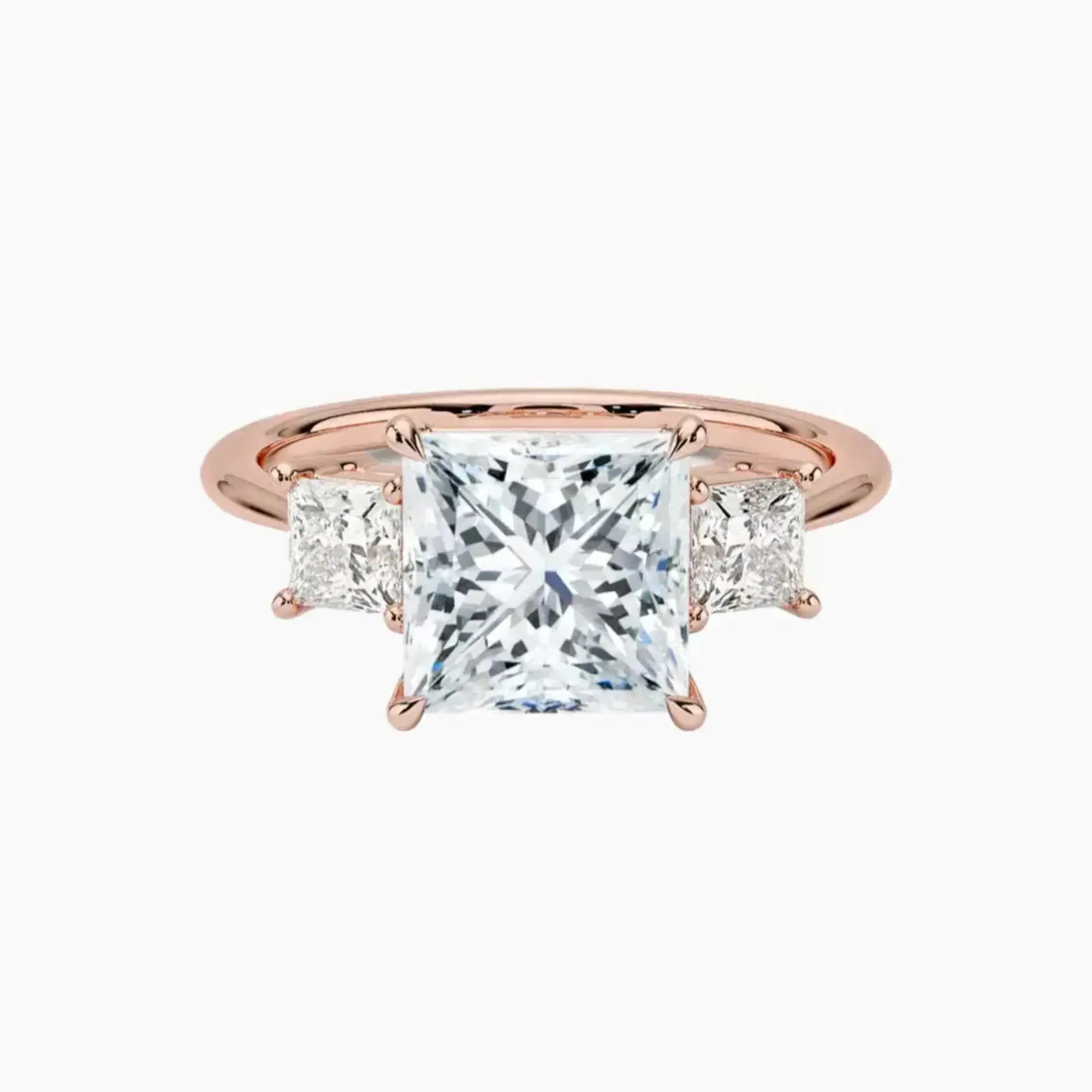 Vespera Princess Three Stone Diamond Ring Setting in 14K White Gold
