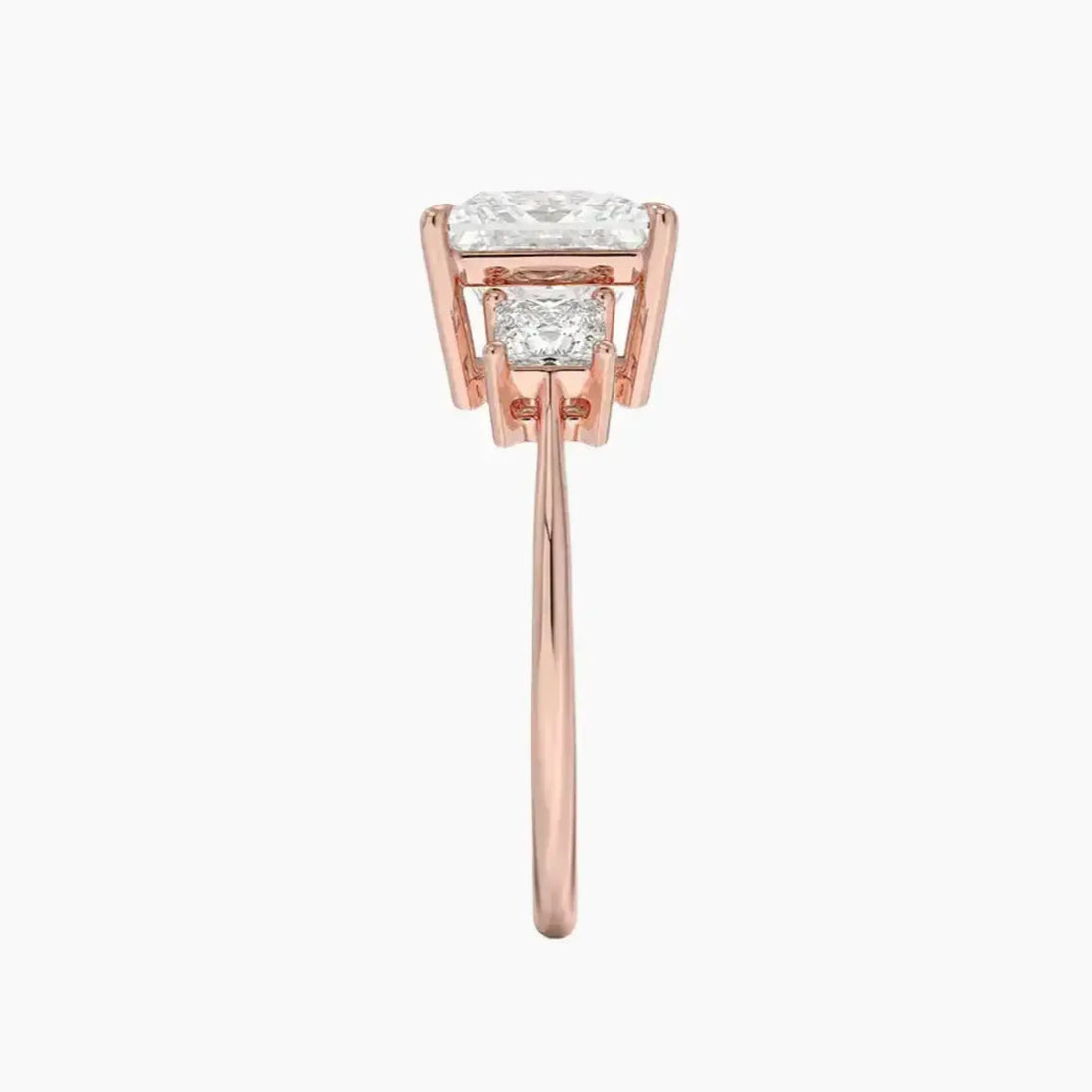 Vespera Princess Three Stone 2.5 Carat Lab Grown Diamond Engagement Ring in 18K Rose Gold