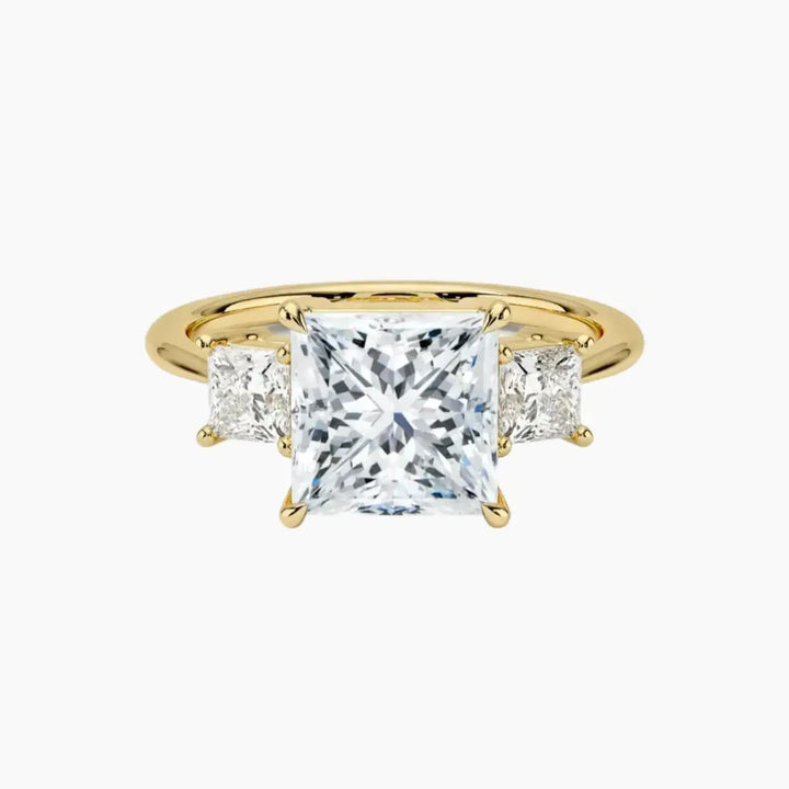 Vespera Princess Three Stone 3 Carat Lab Grown Diamond Engagement Ring in 14K Yellow Gold