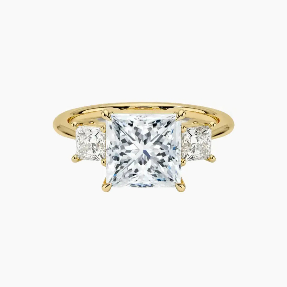 Vespera Princess Three Stone Diamond Ring Setting in 18K White Gold