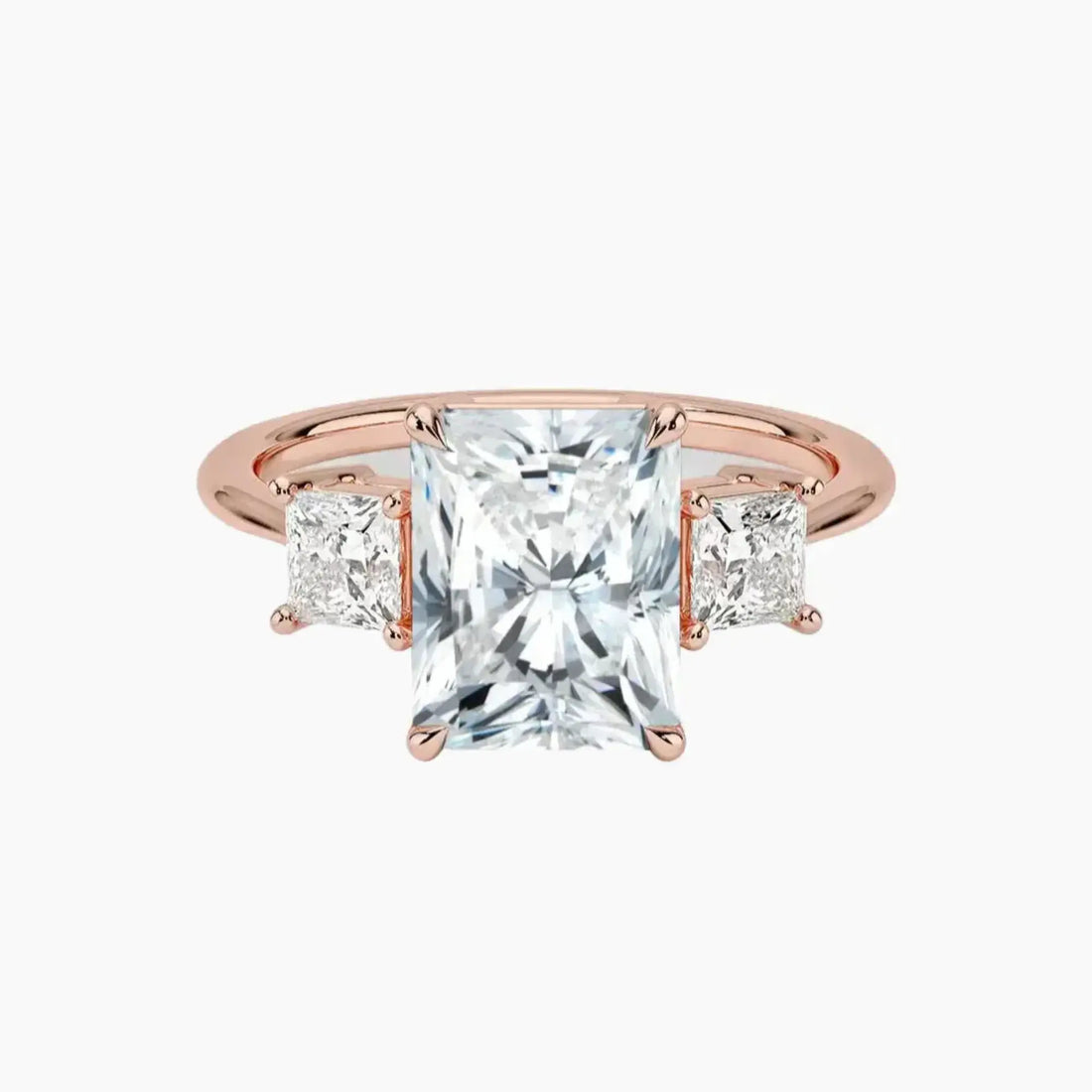 Vespera Radiant Three Stone Diamond Ring Setting in 14K White Gold
