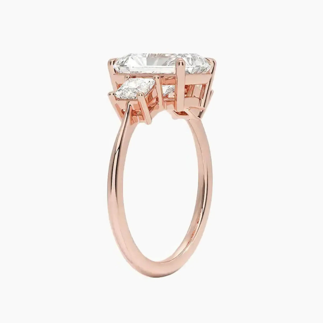 Vespera Radiant Three Stone Diamond Ring Setting in 14K White Gold