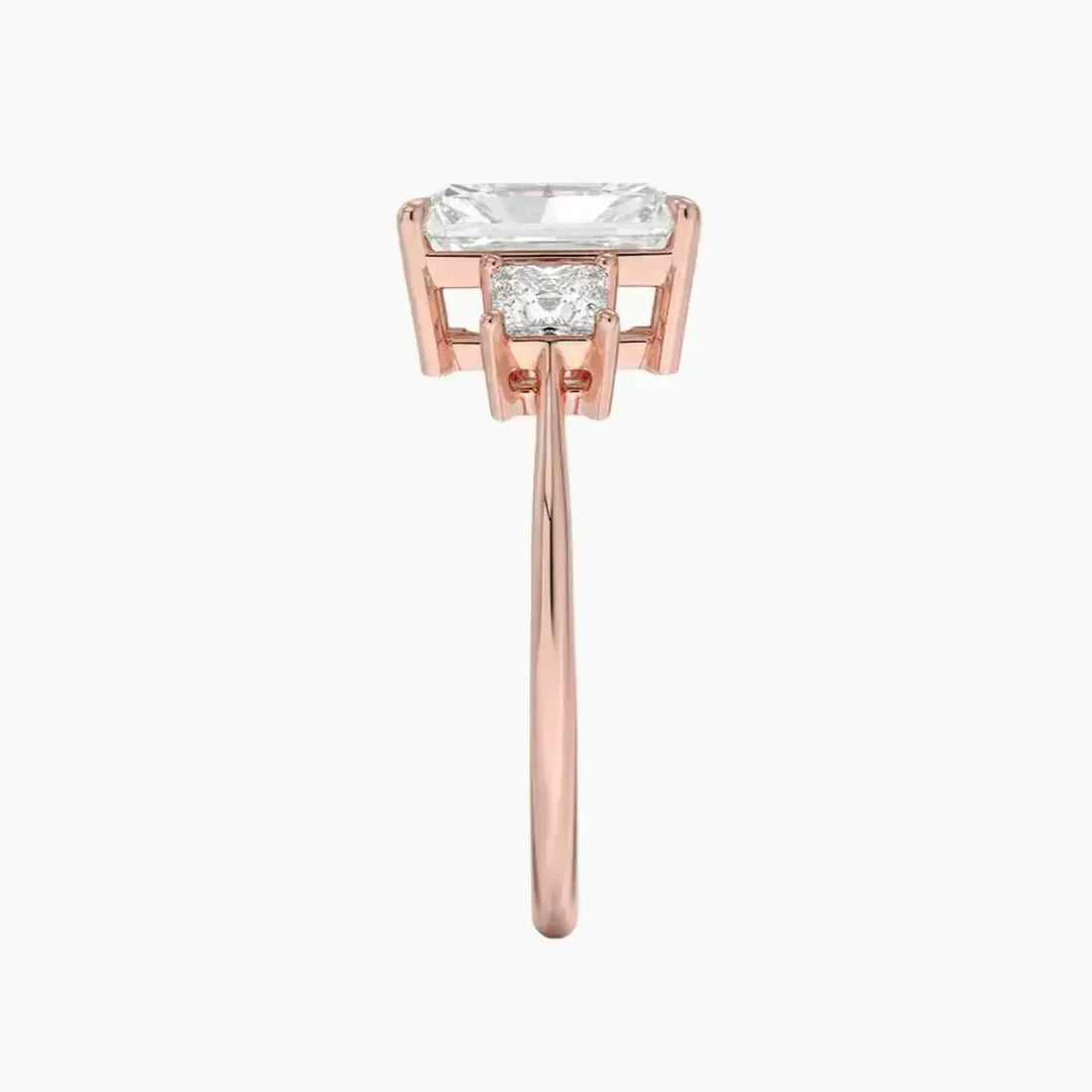Vespera Radiant Three Stone Diamond Ring Setting in 14K Rose Gold