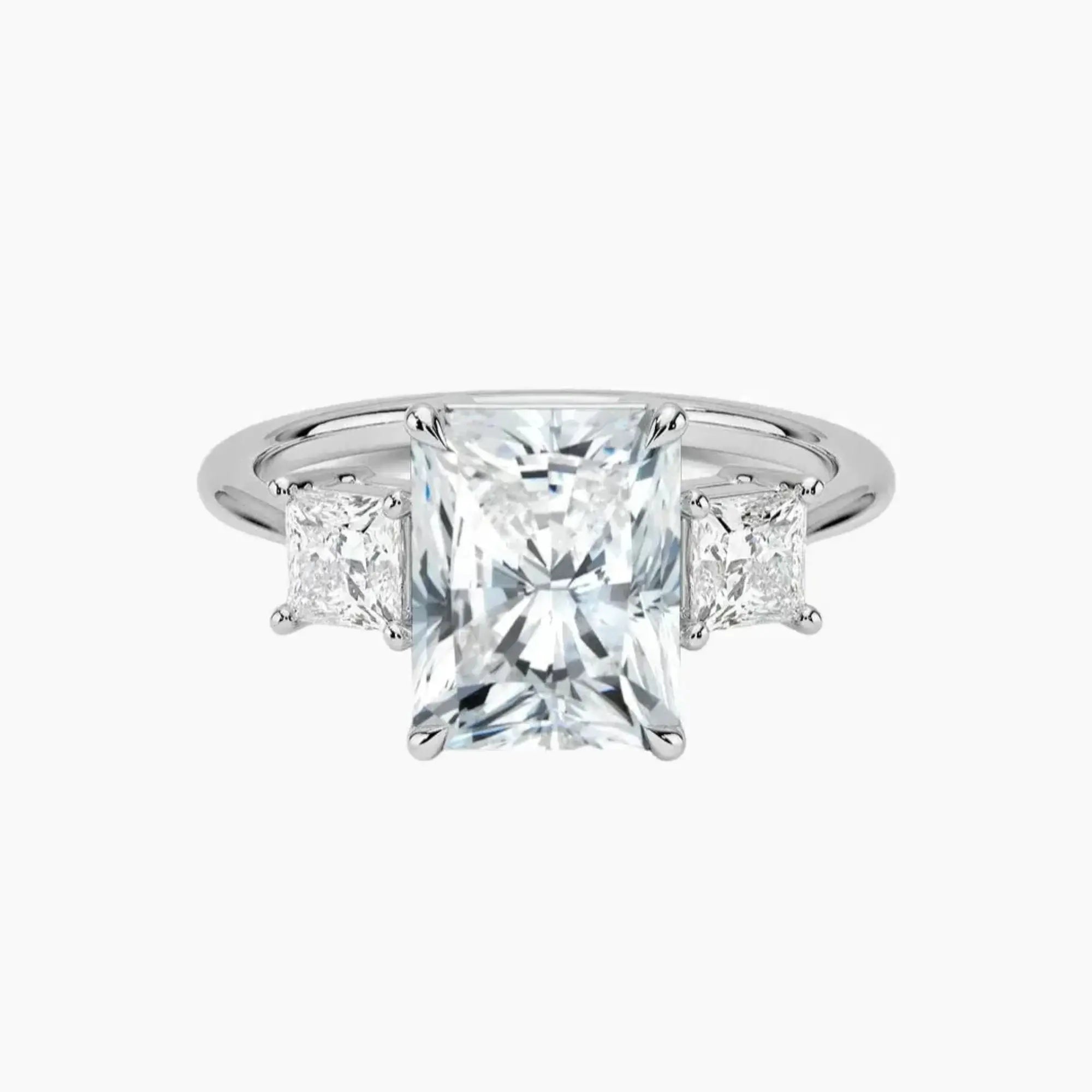 Vespera Radiant Three Stone Diamond Ring Setting in 14K Rose Gold