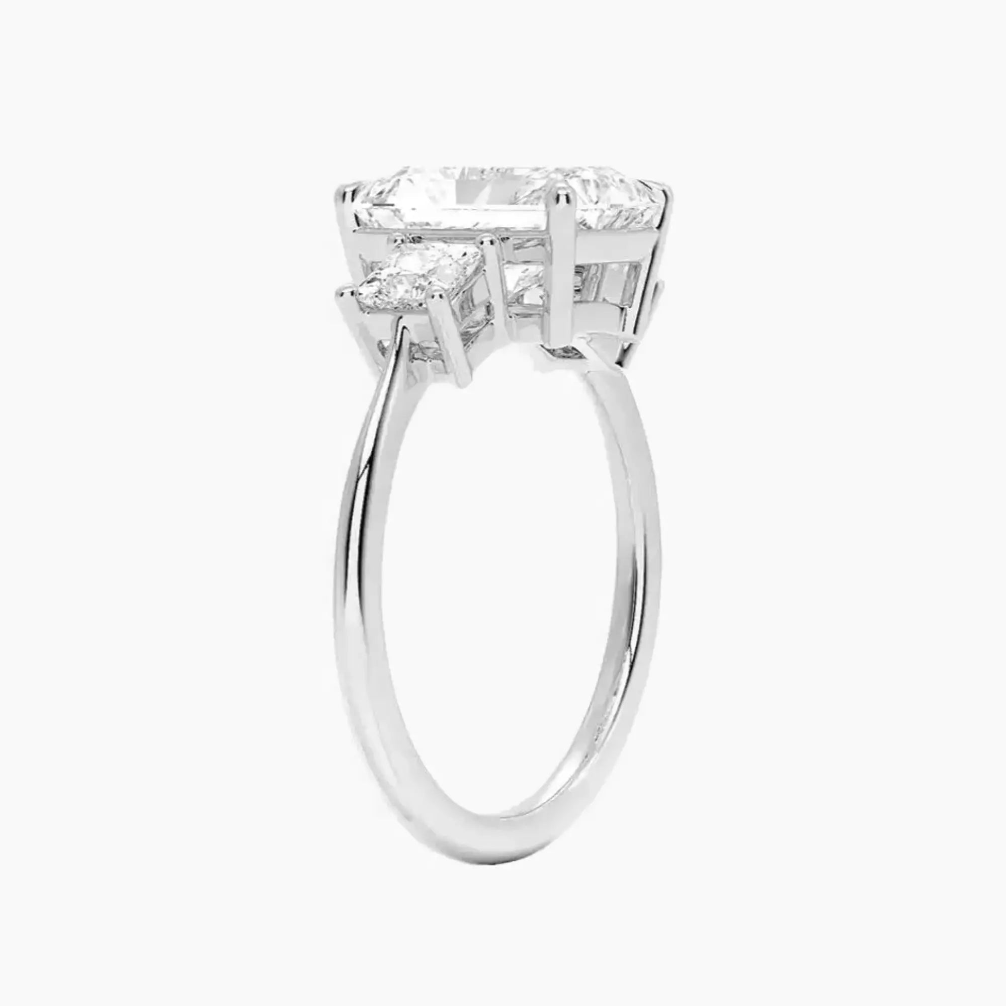 Vespera Radiant Three Stone 2 Carat Lab Grown Diamond Engagement Ring in 18K White Gold