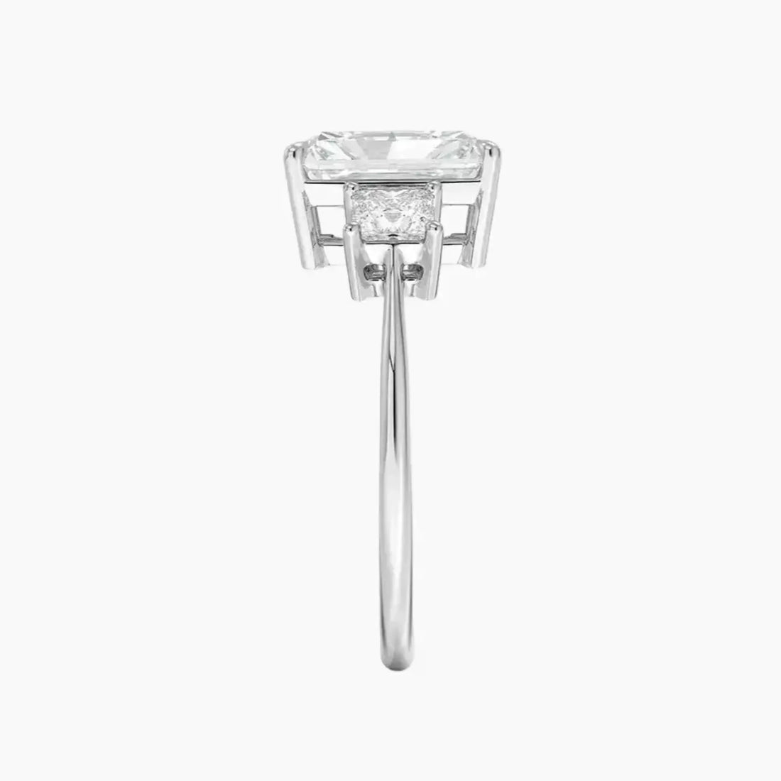 Vespera Radiant Three Stone Diamond Ring Setting in 18K Rose Gold