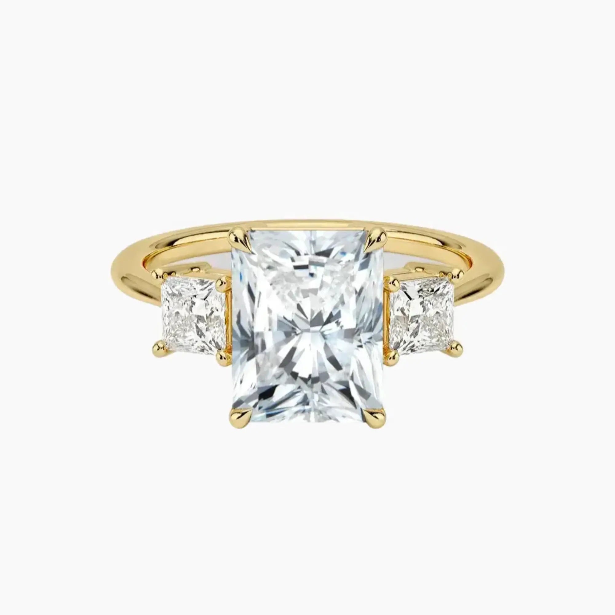 Vespera Radiant Three Stone Diamond Ring Setting in 14K Yellow Gold