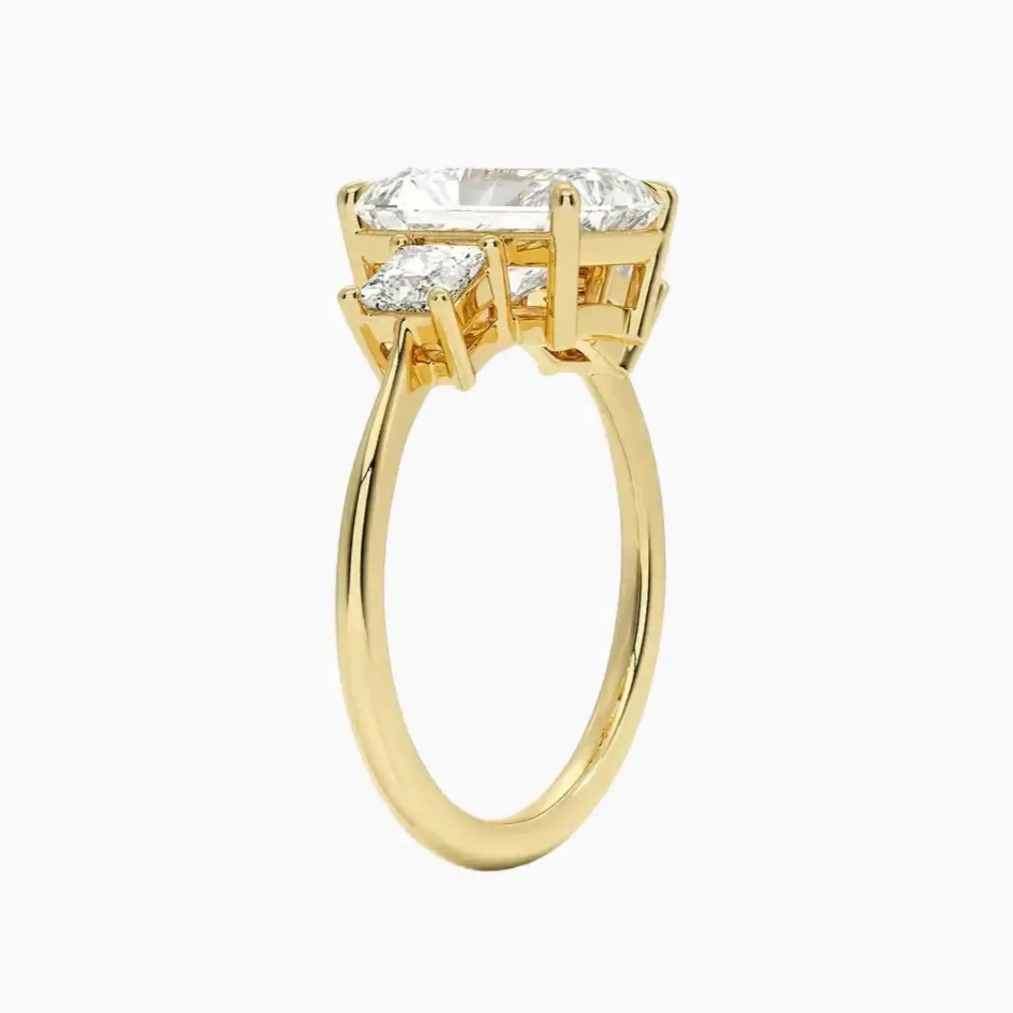 Vespera Radiant Three Stone Diamond Ring Setting in 14K Rose Gold