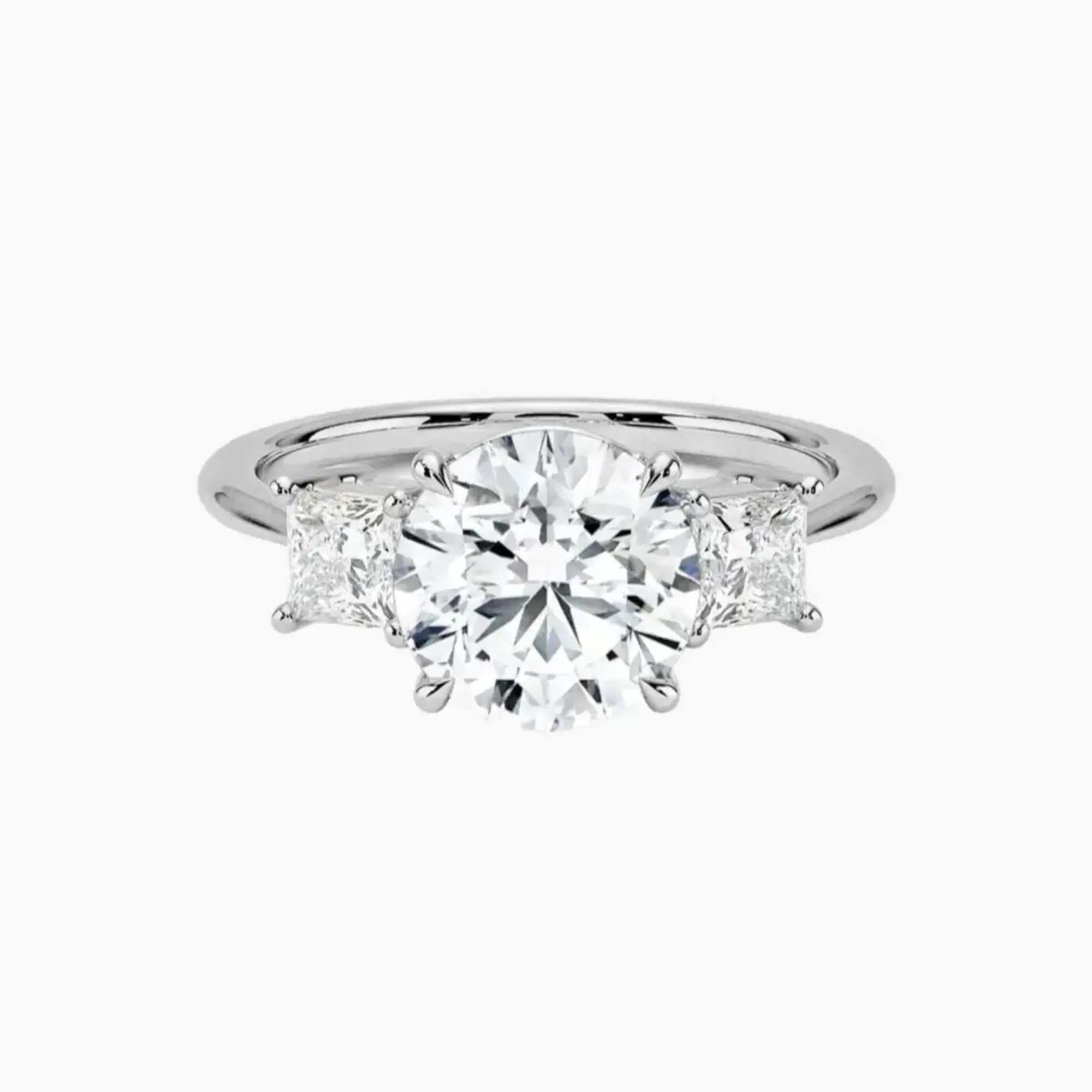 Vespera Round Three Stone 1 Carat Lab Grown Diamond Engagement Ring in 18K White Gold