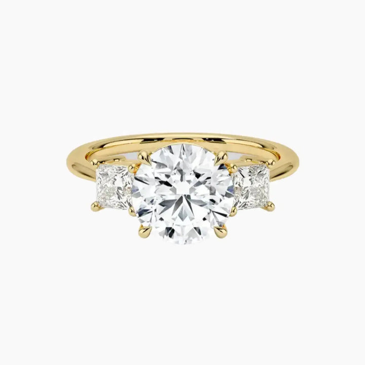 Vespera Round Three Stone 1.5 Carat Lab Grown Diamond Engagement Ring in 18K Yellow Gold