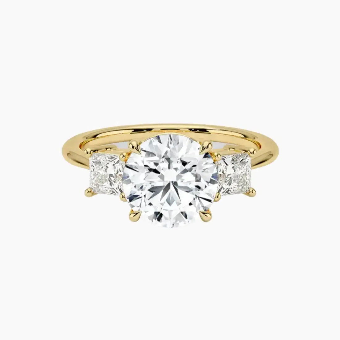 Vespera Round Three Stone Diamond Ring Setting in 18K Yellow Gold
