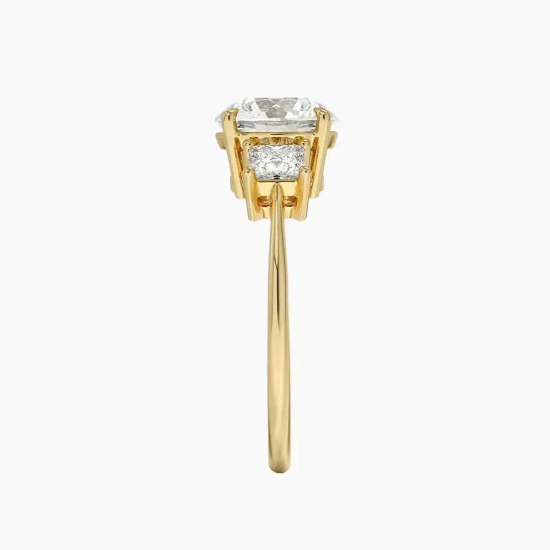 Vespera Round Three Stone Diamond Ring Setting in 14K Yellow Gold
