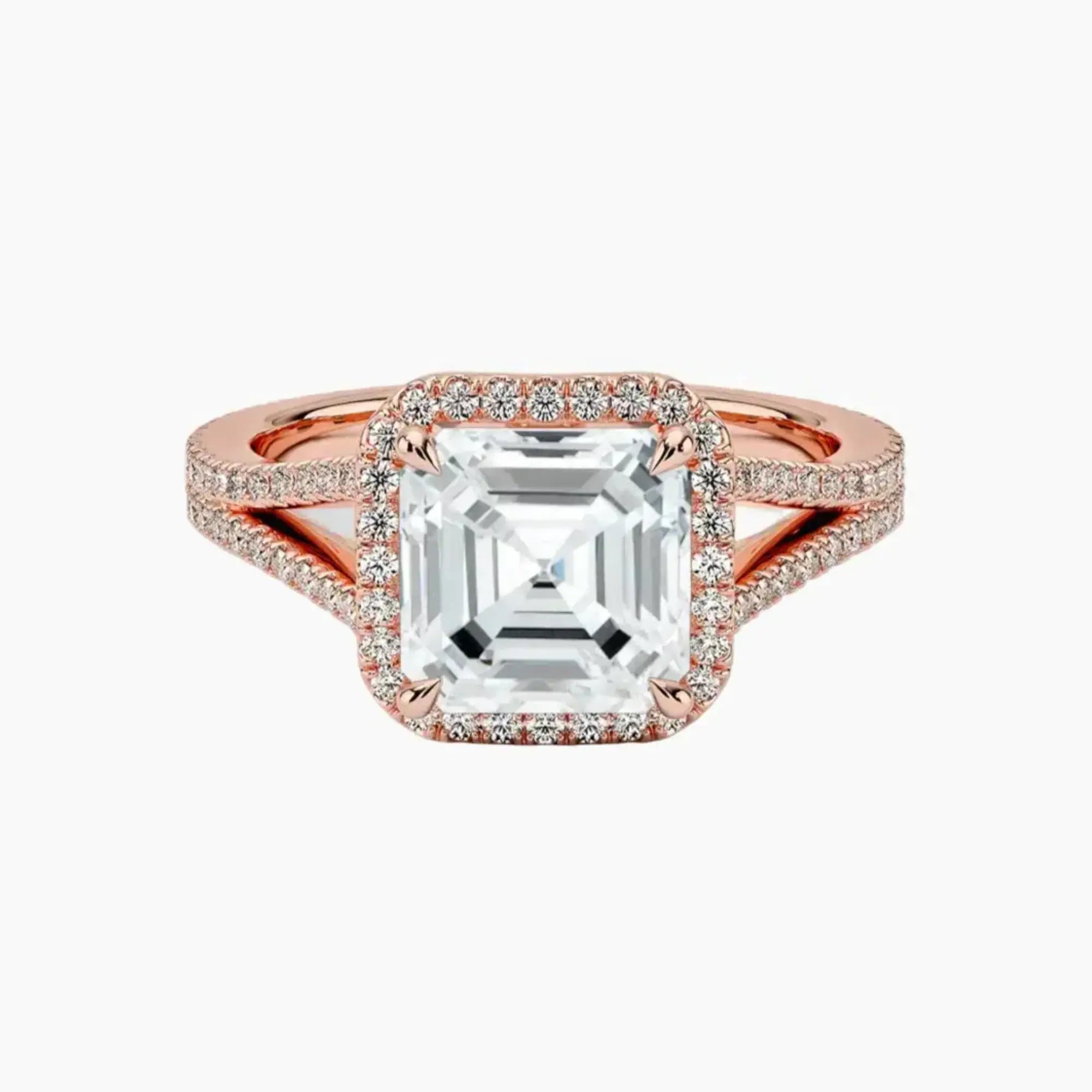 Zephyrine Asscher Designer 1 Carat Lab Grown Diamond Engagement Ring in 14K Rose Gold
