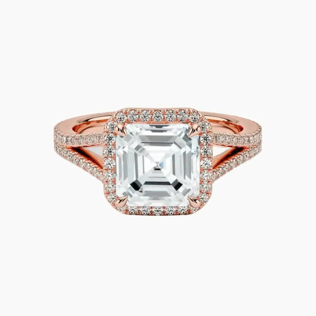 Zephyrine Asscher Designer 2.5 Carat Lab Grown Diamond Engagement Ring in 18K Rose Gold