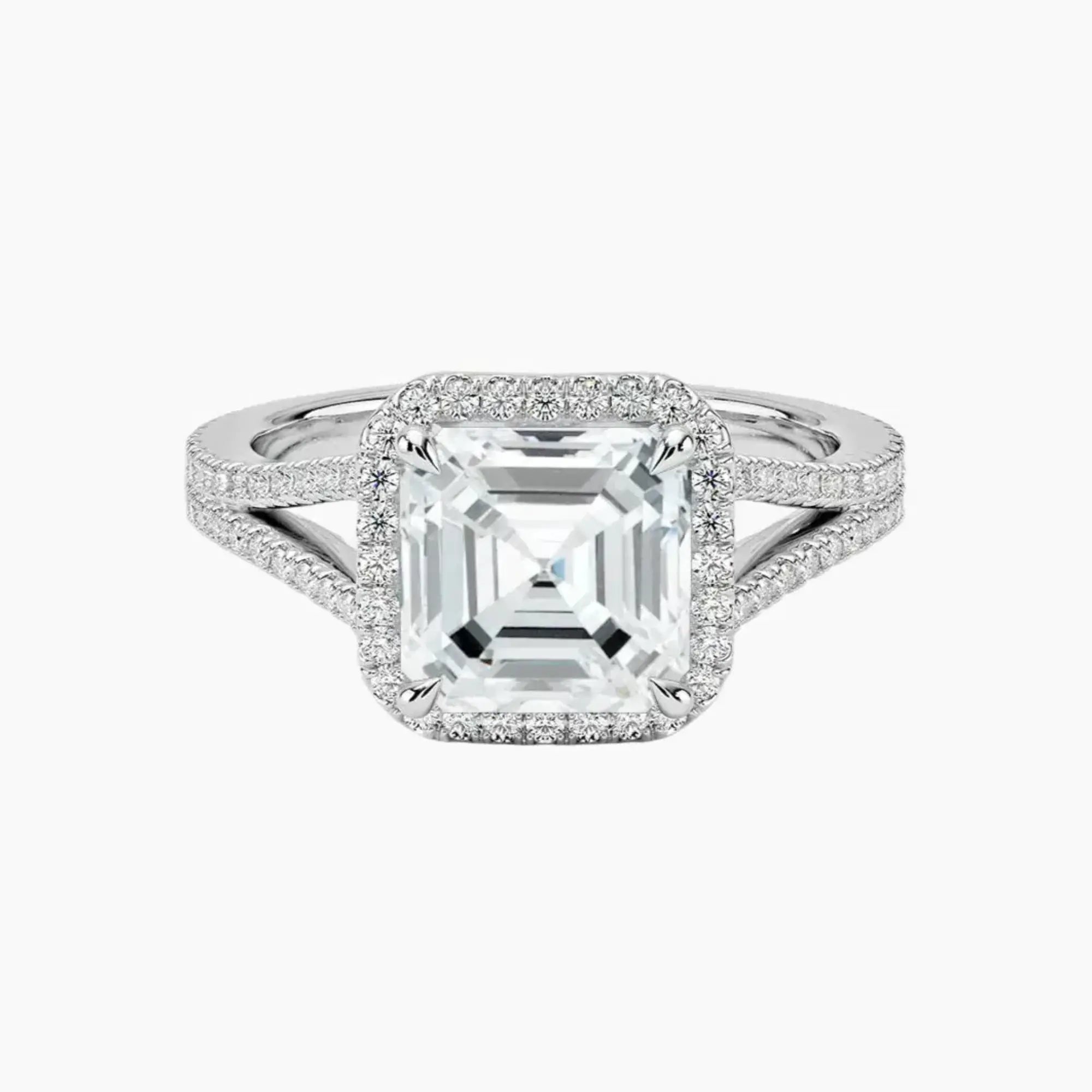Zephyrine Asscher Designer Diamond Ring Setting in 14K Rose Gold