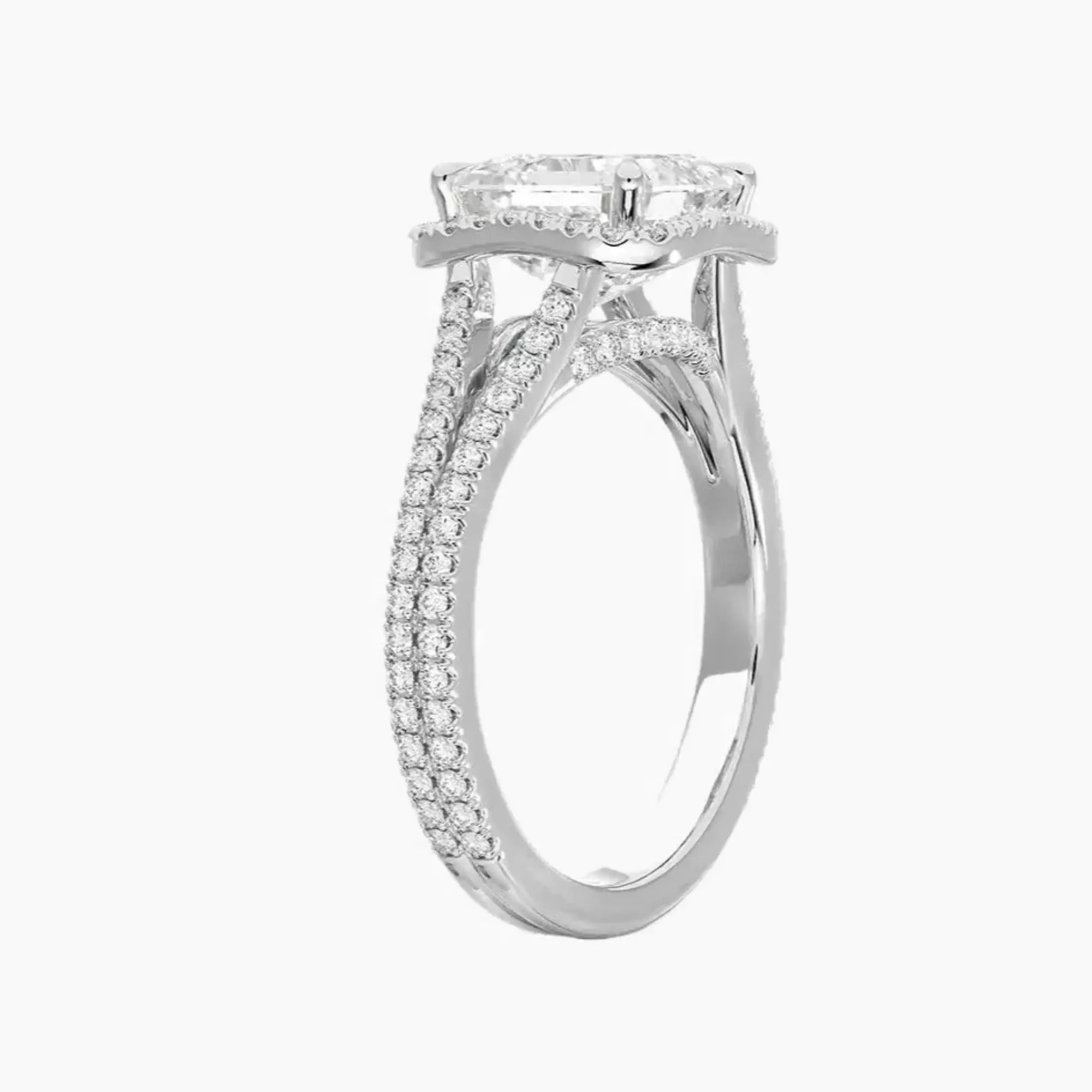 Zephyrine Asscher Designer 1 Carat Lab Grown Diamond Engagement Ring in 18K White Gold