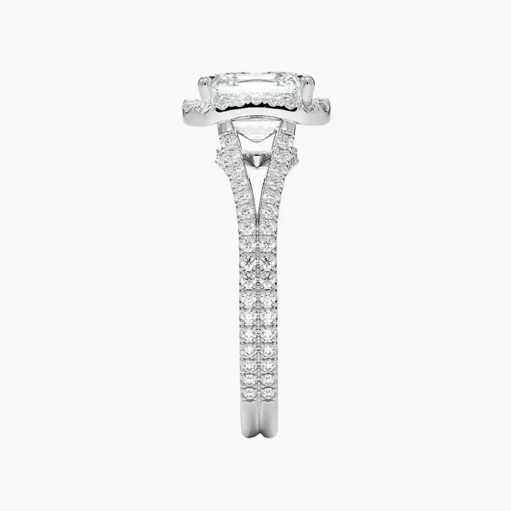 Zephyrine Asscher Designer 3 Carat Lab Grown Diamond Engagement Ring in 18K White Gold