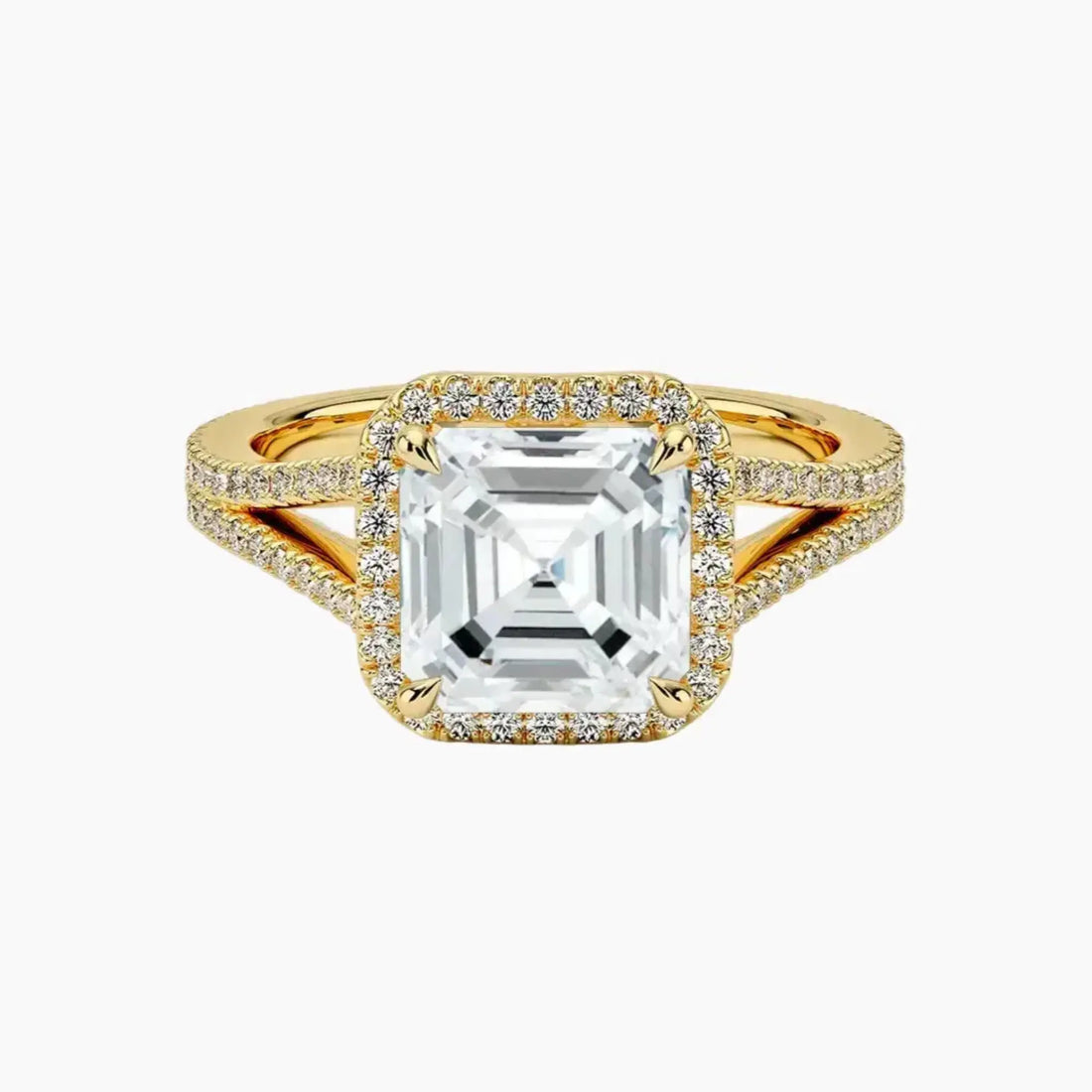 Zephyrine Asscher Designer 1.5 Carat Lab Grown Diamond Engagement Ring in 18K Yellow Gold