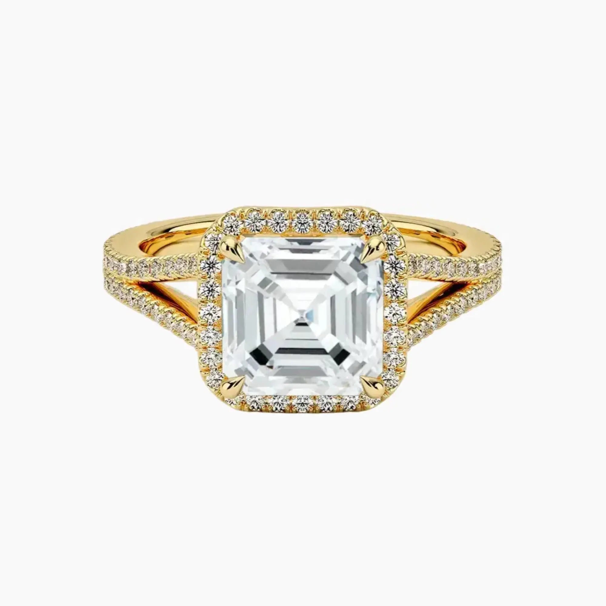 Zephyrine Asscher Designer 1 Carat Lab Grown Diamond Engagement Ring in 14K White Gold