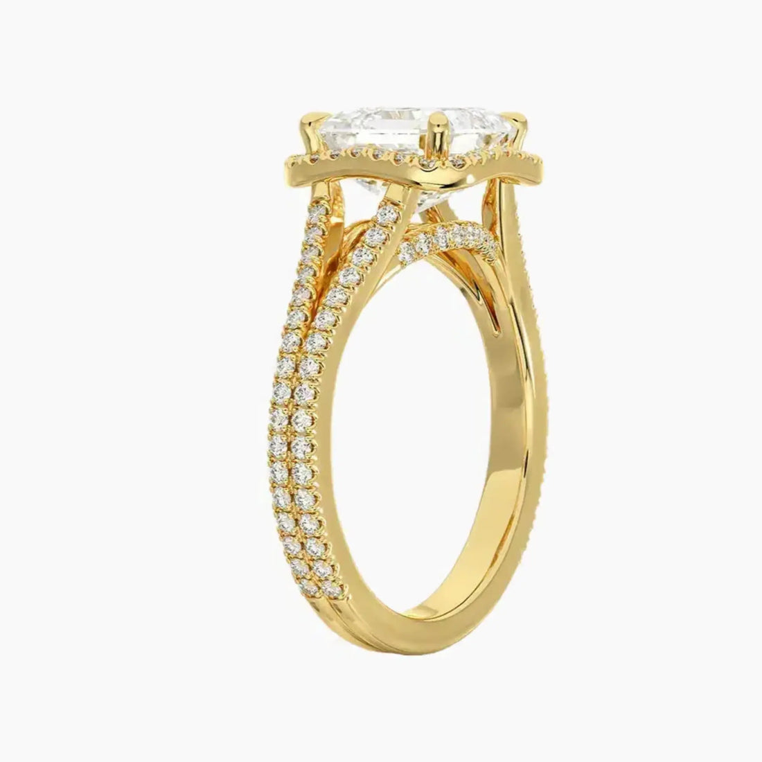 Zephyrine Asscher Designer 3 Carat Lab Grown Diamond Engagement Ring in 14K Yellow Gold