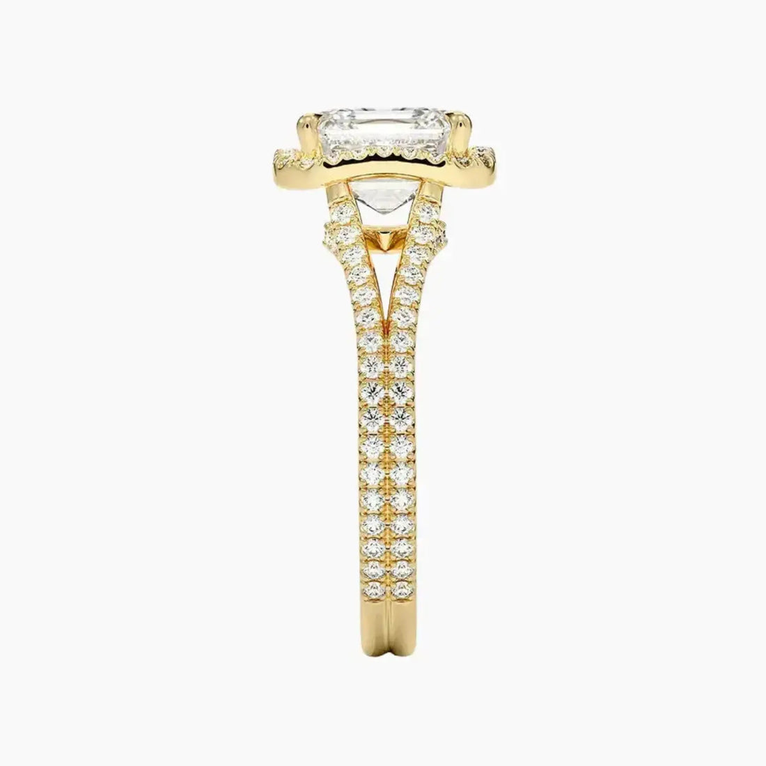 Zephyrine Asscher Designer 3 Carat Lab Grown Diamond Engagement Ring in 14K Yellow Gold