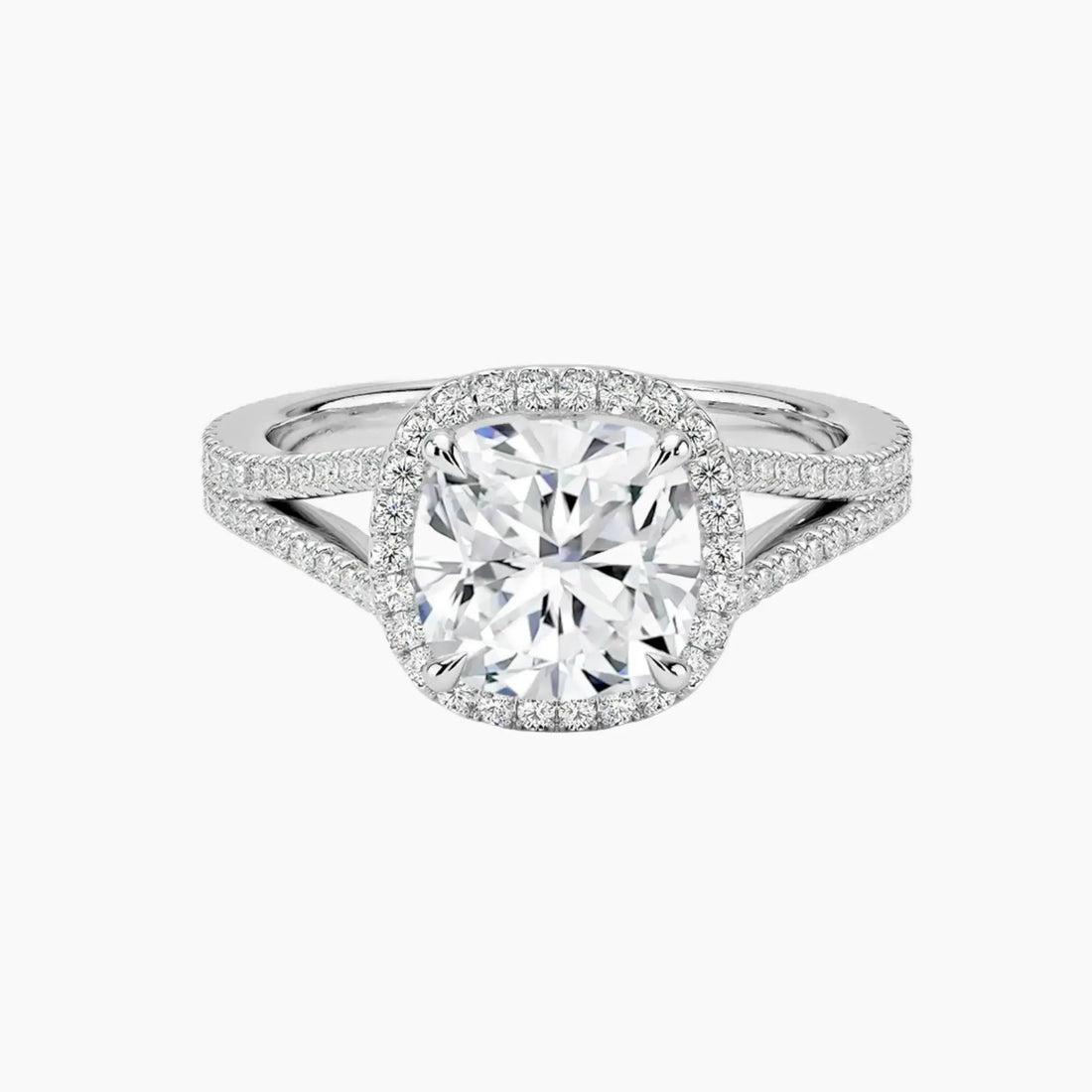 Zephyrine Cushion Designer 2 Carat Lab Grown Diamond Engagement Ring in 14K Rose Gold