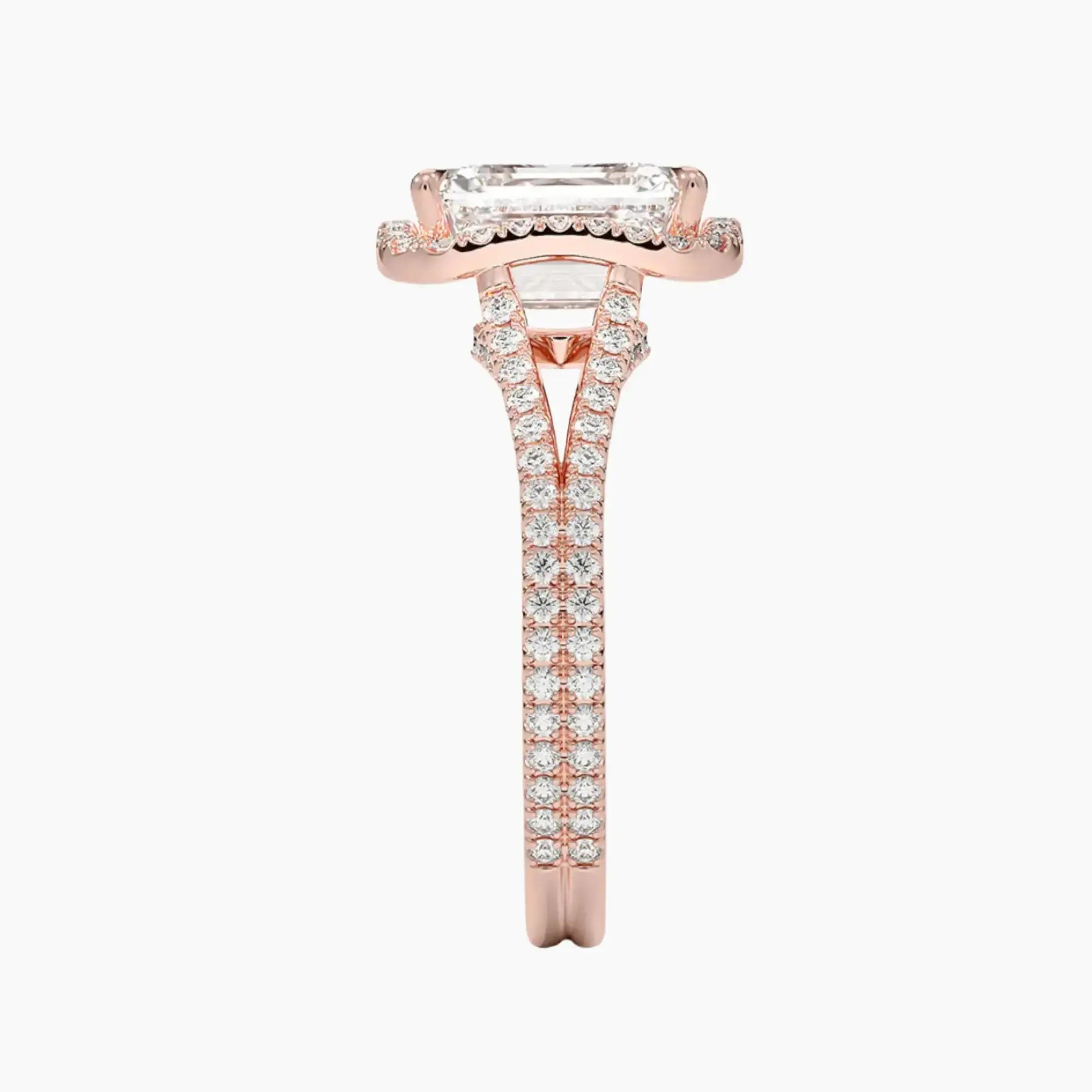 Zephyrine Emerald Designer Diamond Ring Setting in 14K Rose Gold