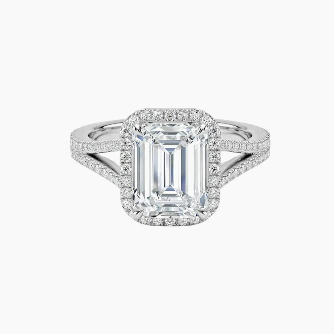 Zephyrine Emerald Designer 3 Carat Lab Grown Diamond Engagement Ring in 18K Rose Gold