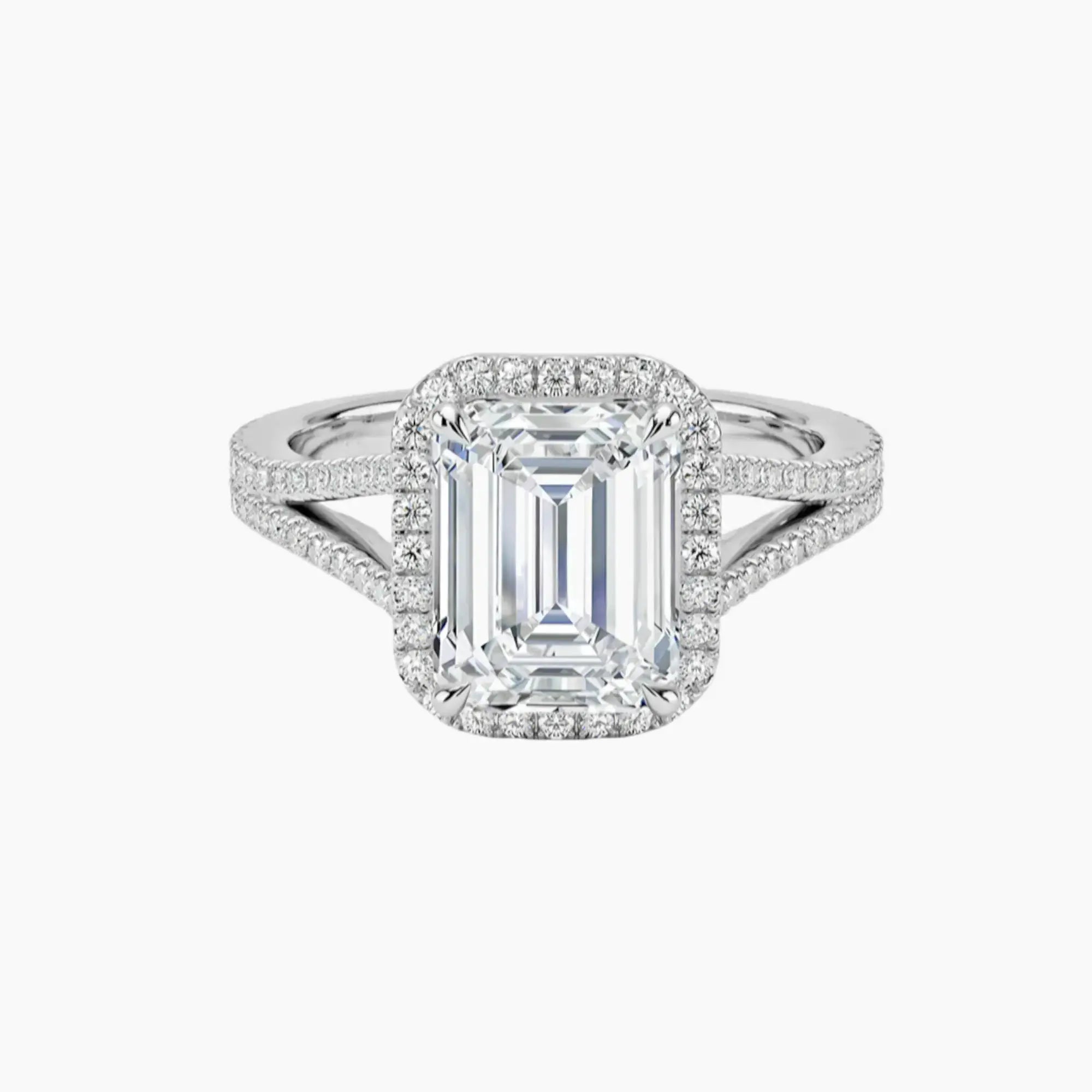 Zephyrine Emerald Designer 3 Carat Lab Grown Diamond Engagement Ring in 14K Yellow Gold