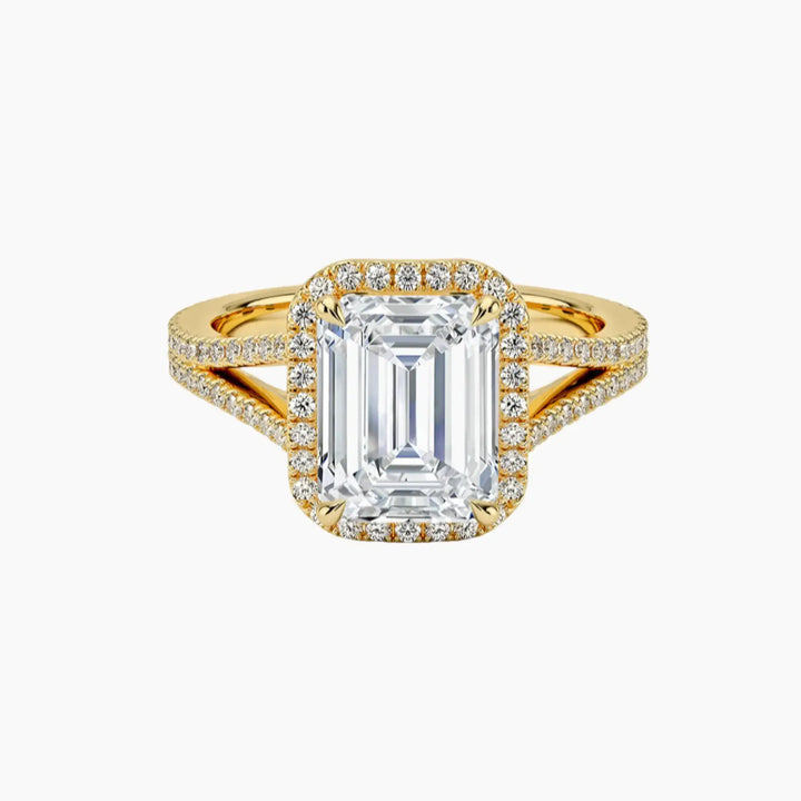 Zephyrine Emerald Designer 1.5 Carat Lab Grown Diamond Engagement Ring in 18K Yellow Gold
