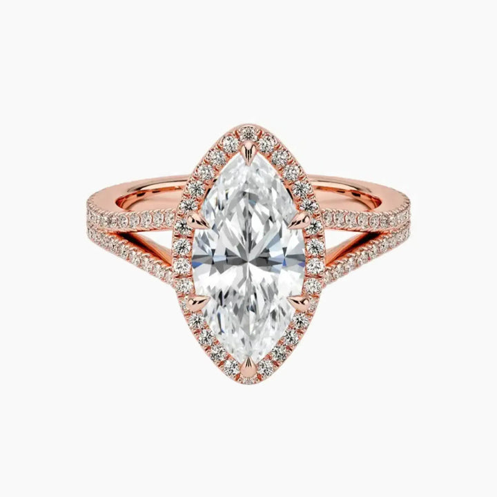 Zephyrine Marquise Designer 2 Carat Lab Grown Diamond Engagement Ring in 18K Rose Gold