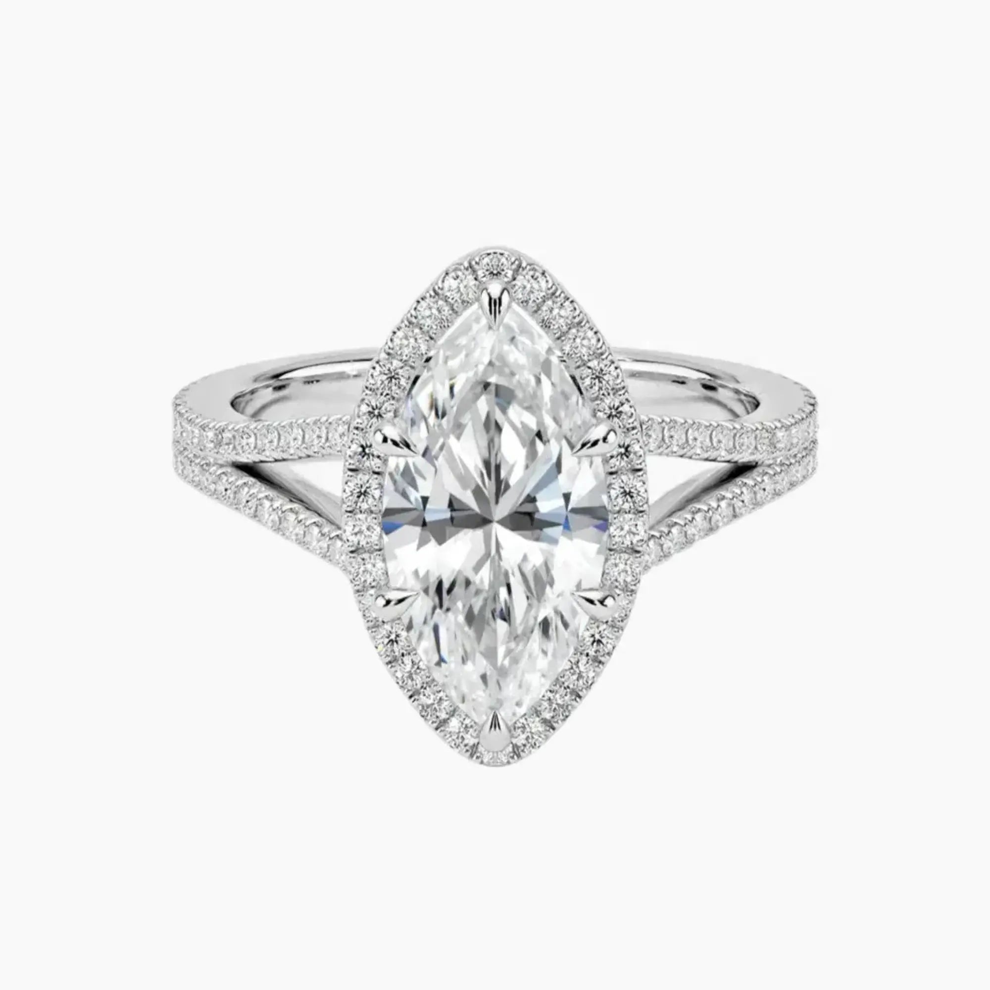 Zephyrine Marquise Designer 1 Carat Lab Grown Diamond Engagement Ring in 14K White Gold