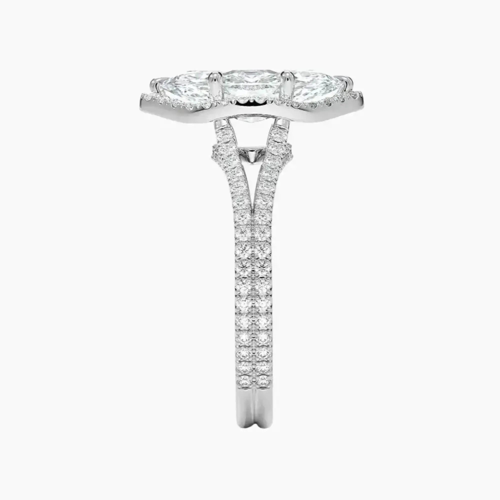 Zephyrine Marquise Designer 3 Carat Lab Grown Diamond Engagement Ring in 14K White Gold