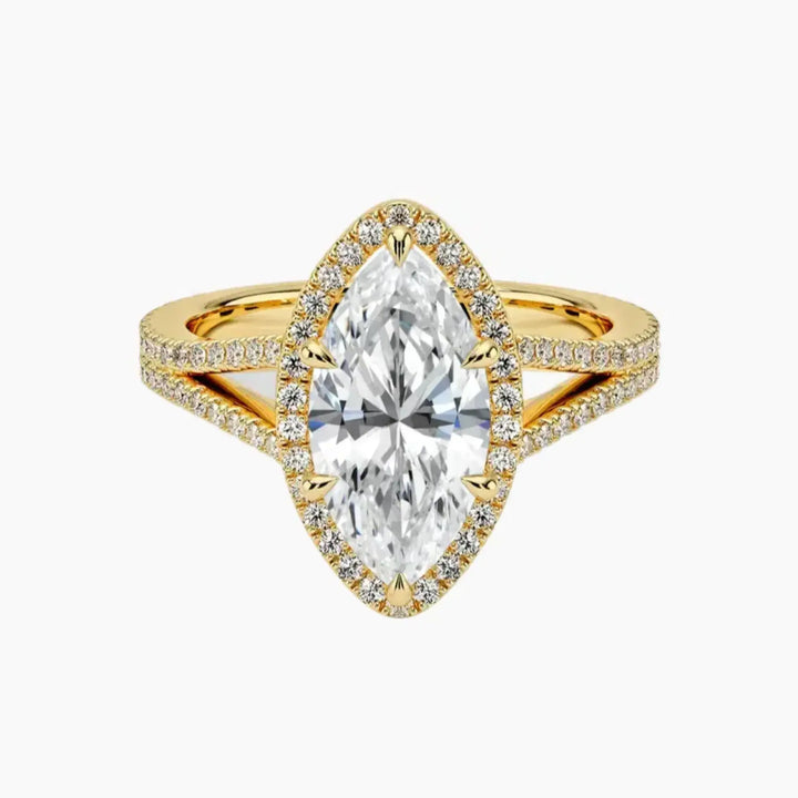 Zephyrine Marquise Designer 3 Carat Lab Grown Diamond Engagement Ring in 14K Yellow Gold