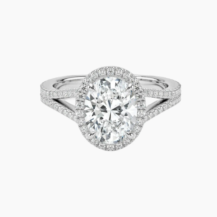 Zephyrine Oval Designer 3 Carat Lab Grown Diamond Engagement Ring in 14K White Gold