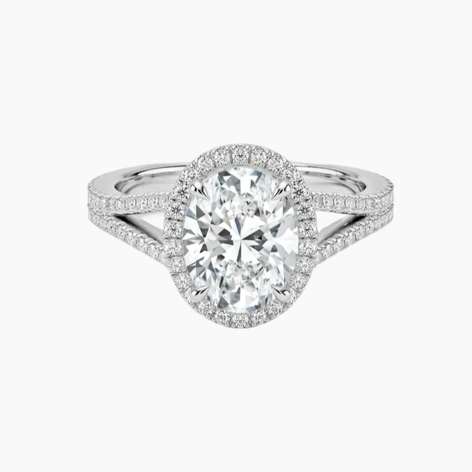 Zephyrine Oval Designer 2 Carat Lab Grown Diamond Engagement Ring in 18K White Gold