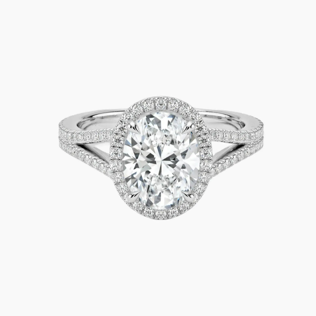 Zephyrine Oval Designer 2 Carat Lab Grown Diamond Engagement Ring in 18K White Gold