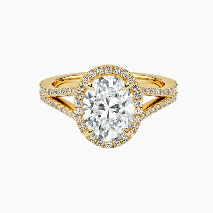 Zephyrine Oval Designer 1 Carat Lab Grown Diamond Engagement Ring in 18K Yellow Gold