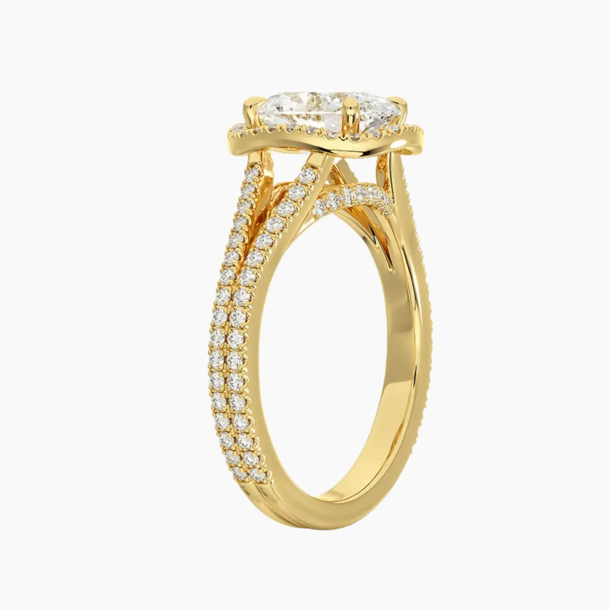 Zephyrine Oval Designer 2 Carat Lab Grown Diamond Engagement Ring in 18K White Gold