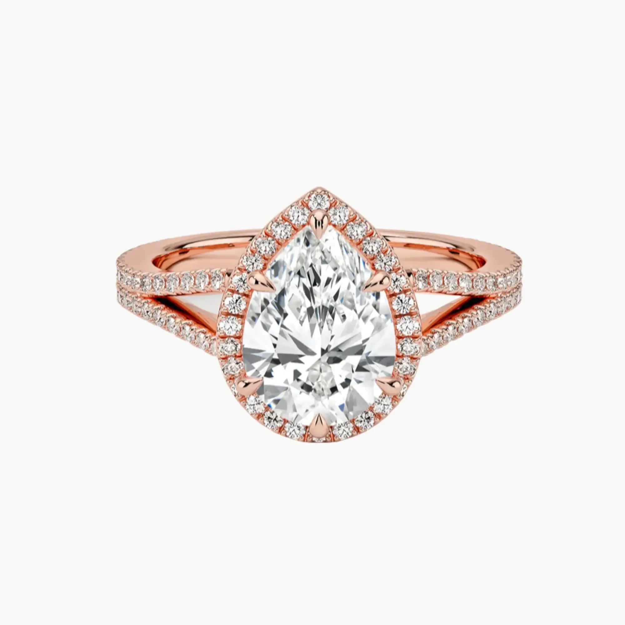 Zephyrine Pear Designer 2.5 Carat Lab Grown Diamond Engagement Ring in 14K Rose Gold