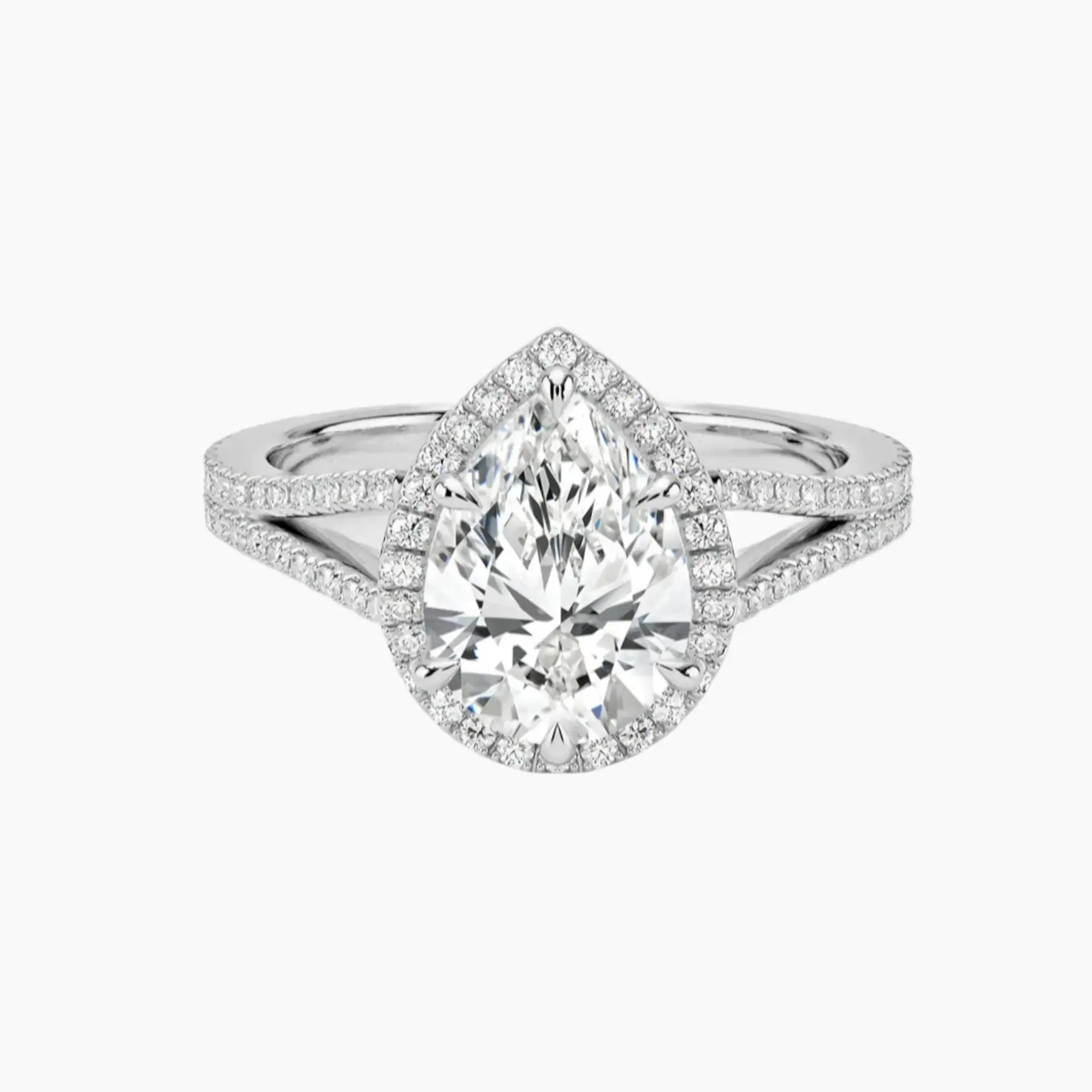 Zephyrine Pear Designer 2 Carat Lab Grown Diamond Engagement Ring in 18K White Gold