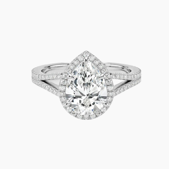 Zephyrine Pear Designer 1.5 Carat Lab Grown Diamond Engagement Ring in 14K White Gold