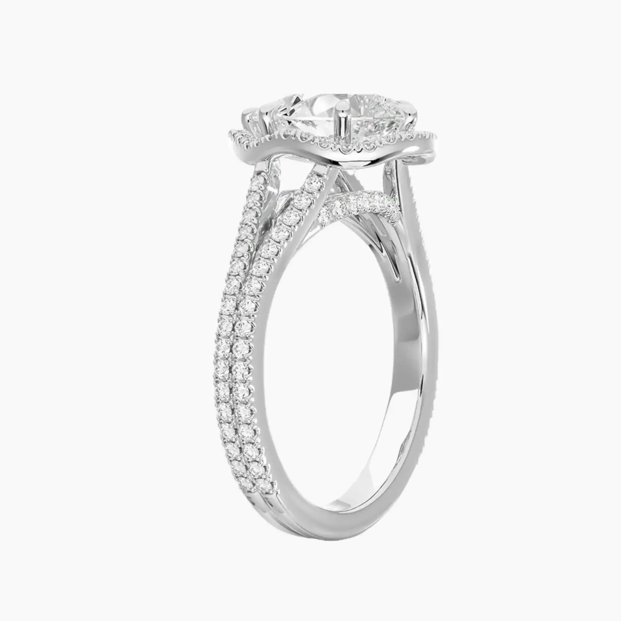Zephyrine Pear Designer 2 Carat Lab Grown Diamond Engagement Ring in 18K White Gold