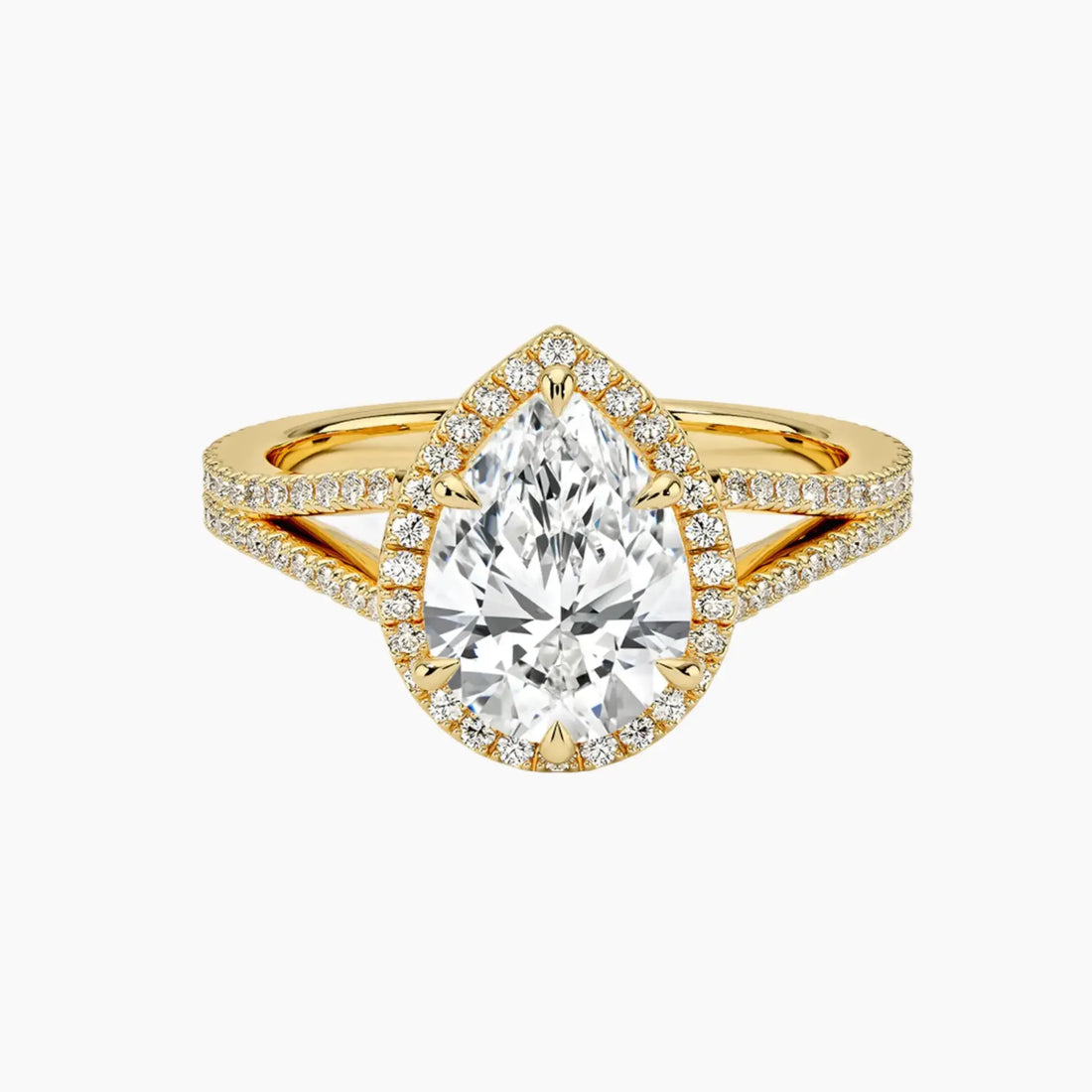 Zephyrine Pear Designer 2 Carat Lab Grown Diamond Engagement Ring in 18K Rose Gold
