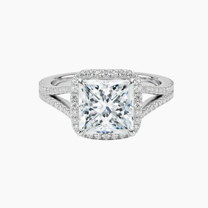 Zephyrine Princess Designer 3 Carat Lab Grown Diamond Engagement Ring in 14K White Gold