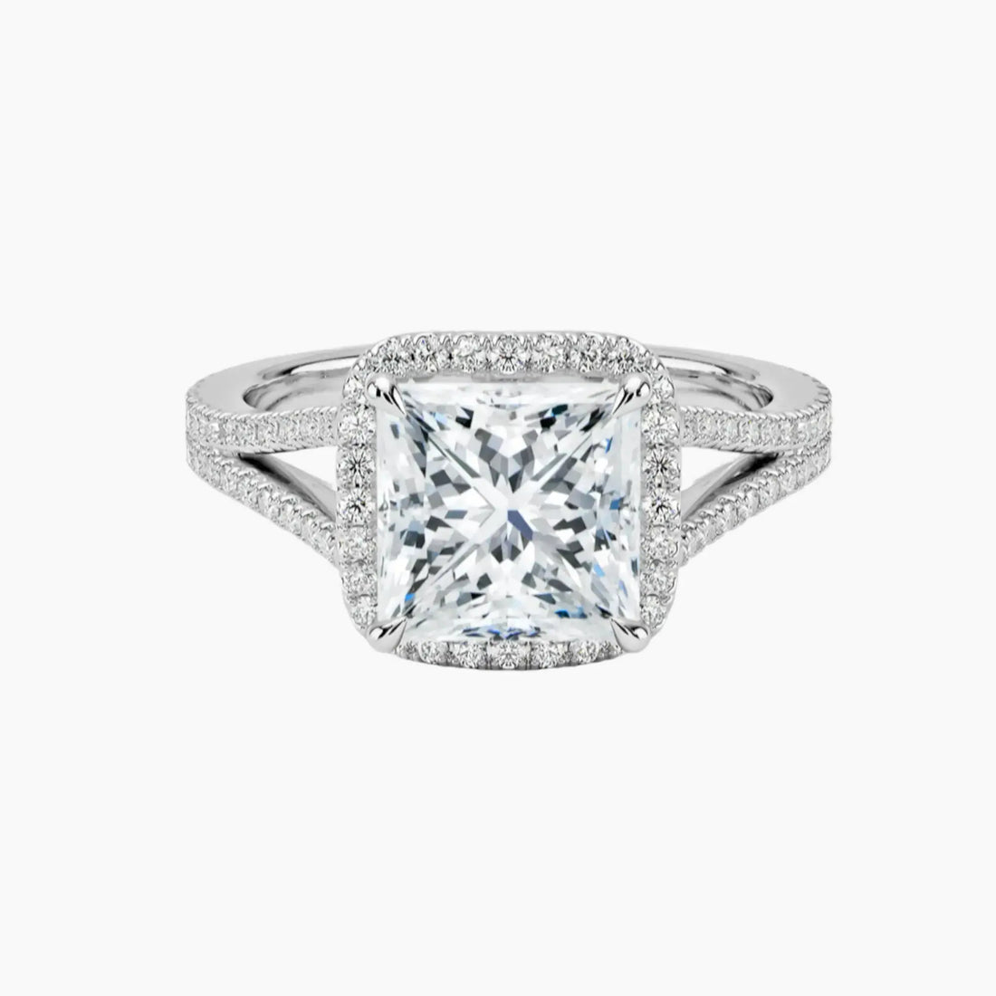 Zephyrine Princess Designer 2.5 Carat Lab Grown Diamond Engagement Ring in 18K White Gold